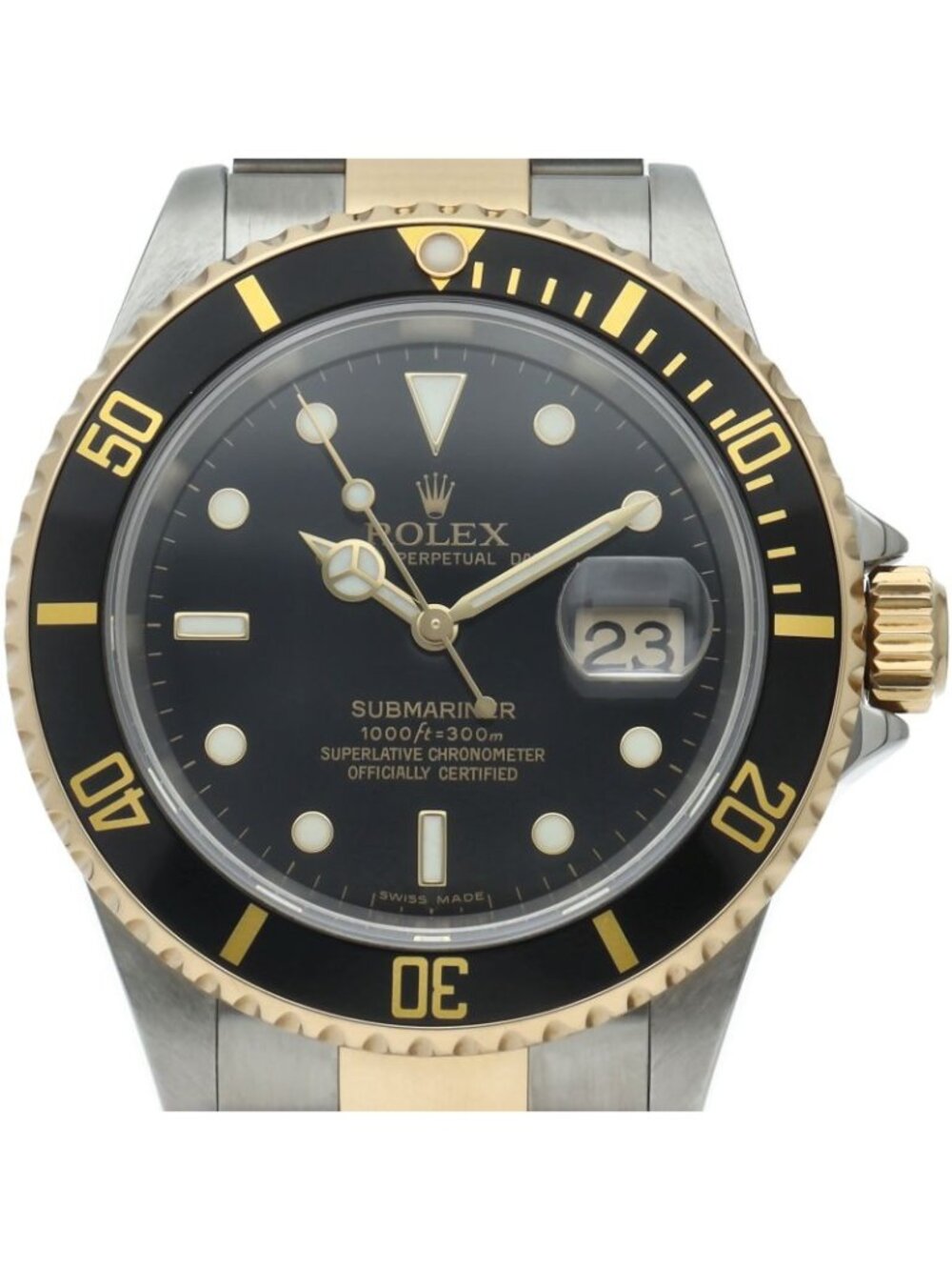Rolex Submariner Date 18k Yellow Gold SS Watch Black